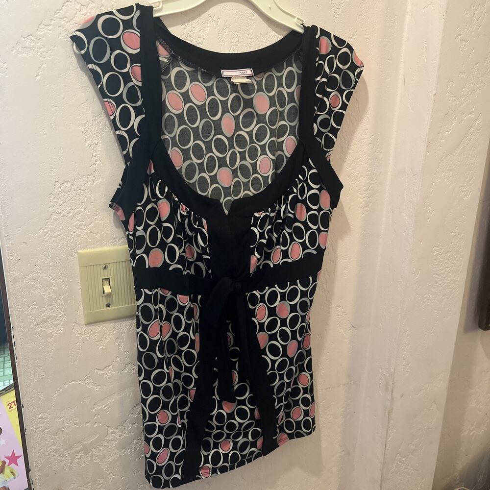 Vol.1 Women’s Retro Style Sleeveless, Pink Black Blouse Small